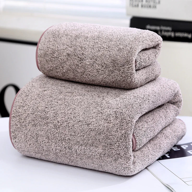 Ensemble de serviettes de bain en fibre de charbon de bambou et molleton corail