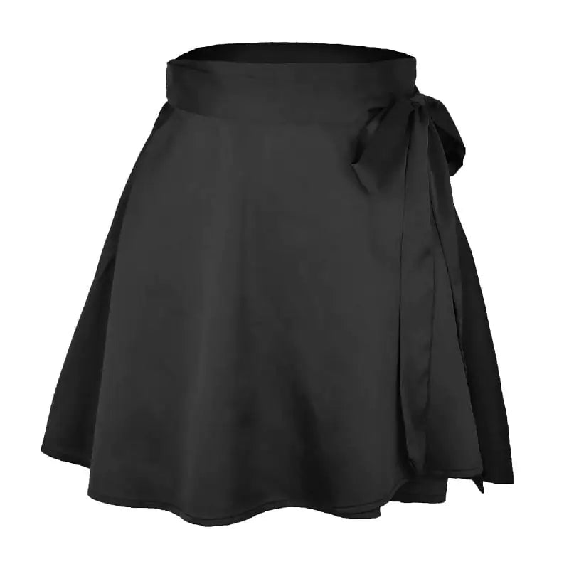 Jupe trapèze taille haute en mousseline de soie et satin