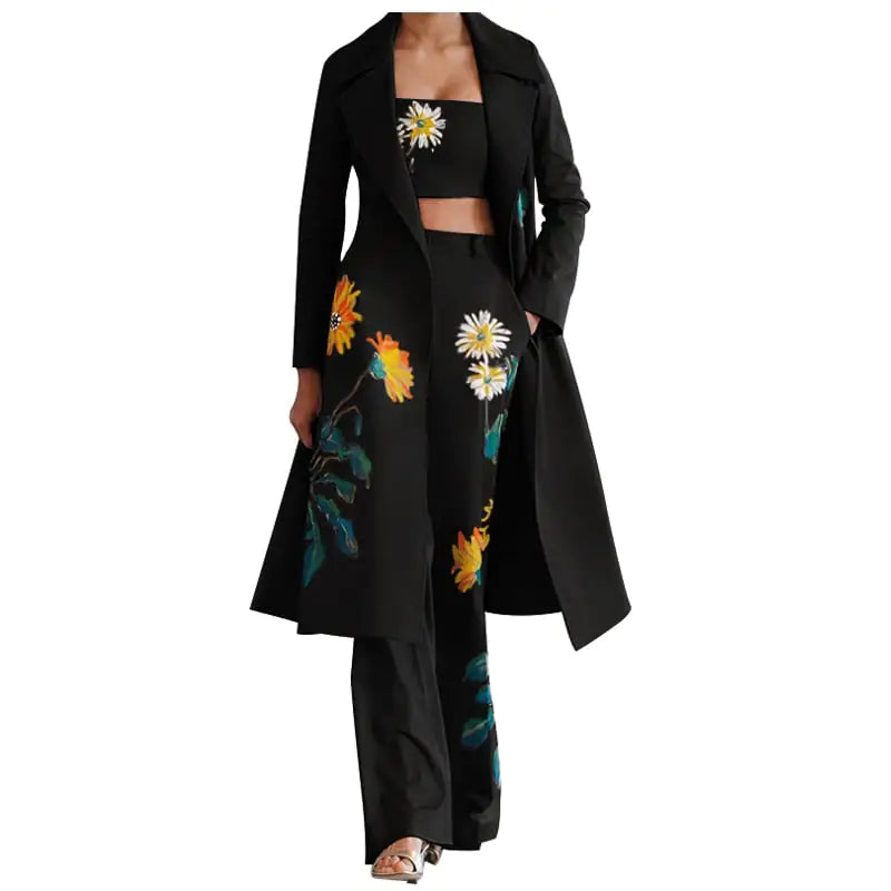 Ensemble veste coupe-vent longue imprimée pour femme