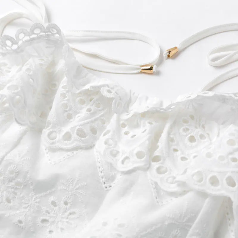 Ensemble de plage deux pièces chic pour femme avec jupe à volants