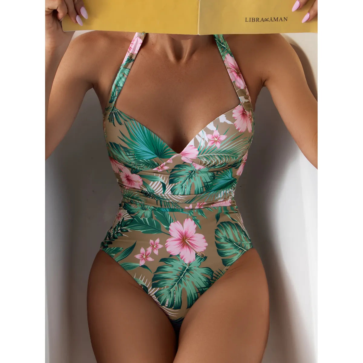 Maillot de bain une pièce à imprimé floral et dos nu