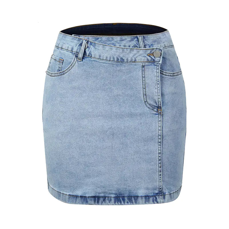 Jupe en jean délavée irrégulière pour un style tendance