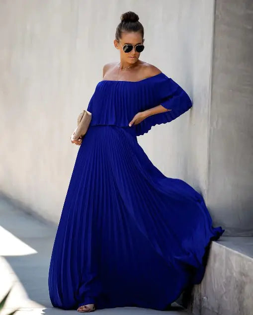 Robe en mousseline à épaules dénudées