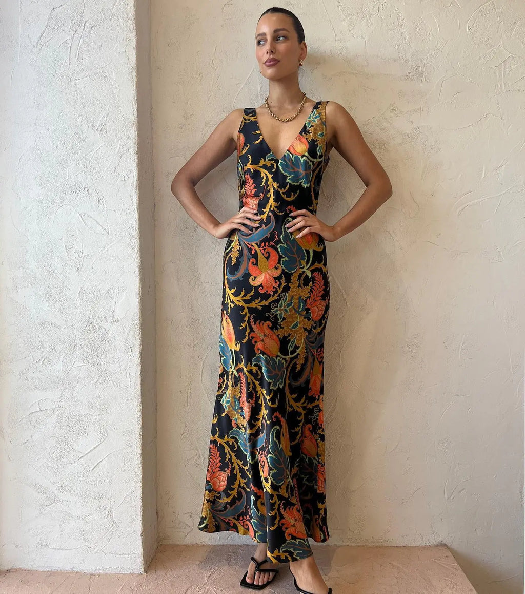 Robe longue à imprimé tendance