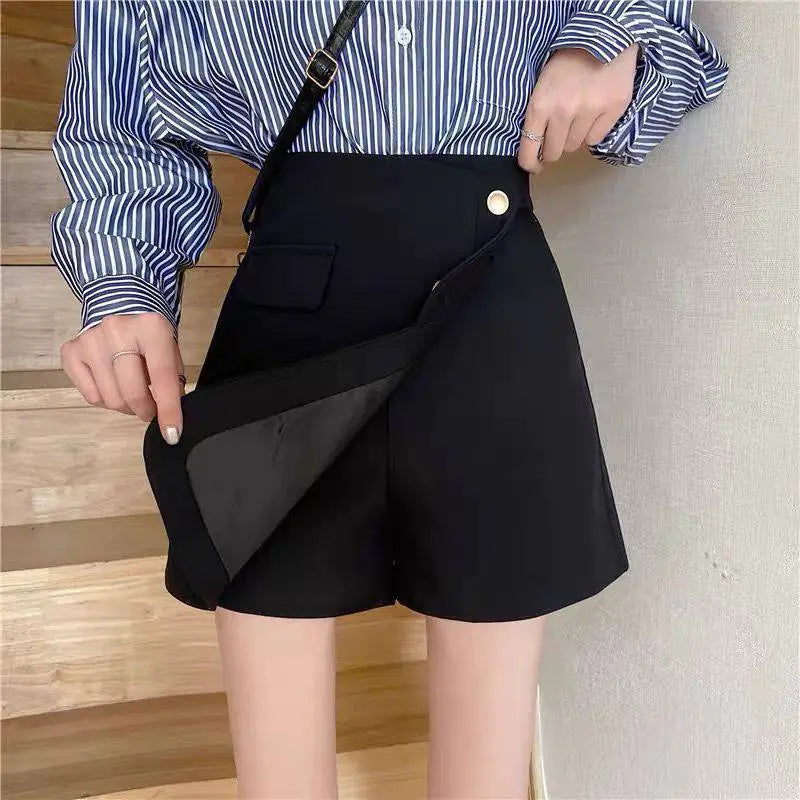 Jupe-short irrégulière taille haute grande taille (S-XL)