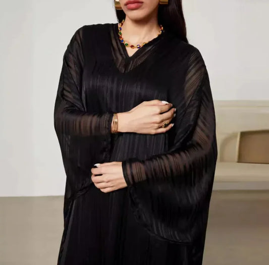 Robe longue à manches chauve-souris