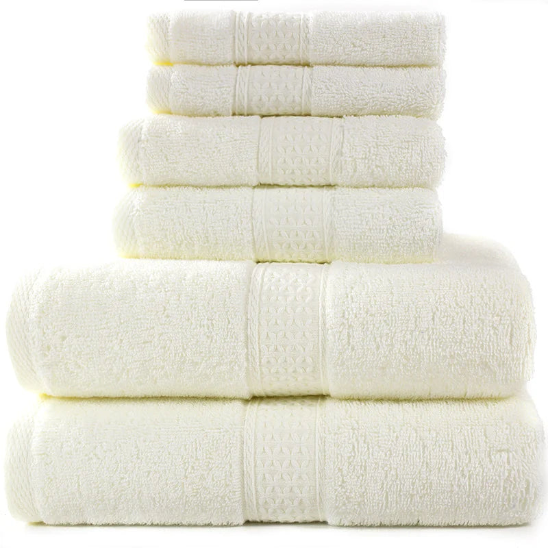 Ensemble de 6 serviettes de bain absorbantes en coton simple
